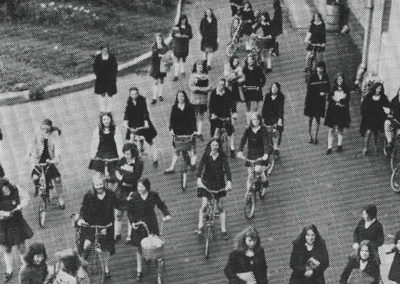 Girls on Bicycles at Ursuline College Sligo