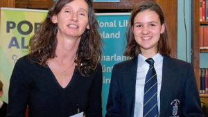 Adela Zingdritz winner Poetry Aloud from Ursuline College Sligo with Maureen Kennelly